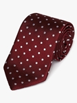 Burgundy Woven White Polka Dot Silk Tie | Fine Ties Collection | Sam's Tailoring Fine Men Clothing