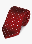 Red Woven White Polka Dot Silk Tie | Fine Ties Collection | Sam's Tailoring Fine Men Clothing