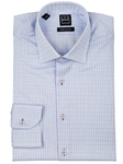 White with Pink/Blue Check Marcus Dress Shirt | IKE Behar Dress Shirts | Sam's Tailoring Fine Men's Clothing