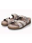 Grey Metallic Leather Buckle Fastener Sandal | Women's Classic Sandals | Sams Tailoring