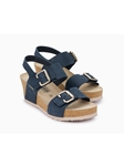 Navy Nubuck Cork Footbed Women Wedge Sandal | Women Cork Footbed Wedges | Sam's Tailoring