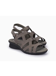 Grey Hook & Loop Fastener Ankle Strap Nubuck Sandal | Women's Ankle Straps Sandal | Sams Tailoring