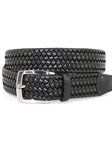Black Italian Woven Stretch X-Long Leather Belt | Torino Leather Belts | Sam's Tailoring Fine Men Clothing
