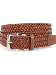 Cognac Italian Woven Stretch X-Long Leather Belt | Torino Leather Belts | Sam's Tailoring Fine Men Clothing