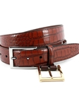 Cognac Alligator Grain Embossed Calfskin Belt | Torino Leather Belts | Sam's Tailoring Fine Men Clothing
