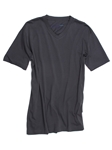 Grey Pima Cotton Short Sleeves V-Neck T-shirt | Georg Roth V-Neck T-shirts | Sam's Tailoring Fine Men Clothing