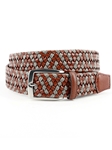 Cognac/Taupe Italian Braided Leather & Linen Belt | Torino Leather Belts | Sam's Tailoring Fine Men Clothing