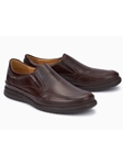 Dark Brown Smooth Leather Ultra Light Slip On Shoe | Mephisto Loafers Collection | Sam's Tailoring Fine Men Clothing