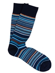 Breeze Blue Pima Cotton Lisle Sorrento Stripe Sock | Marcoliani Socks Collection | Sam's Tailoring Fine Men's Clothing