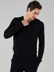 Black Silk Cashmere Two Way Zipper Men's Hoodie | Naddam Cashmere Hoodie | Sam's Tailoring Fine Men's Clothing