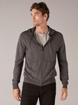 Smoke Silk Cashmere Two Way Zipper Men's Hoodie | Naddam Cashmere Hoodie | Sam's Tailoring Fine Men's Clothing