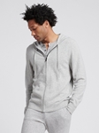 Cement Brushed Cashmere Men's Zip Hoodie | Naadam Cashmere Hoodie & Sweatshirts | Sam's Tailoring Fine Men's Clothing