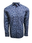 Grey & Indigo Blue Mini Floral Calabasas Mens Shirt | Georg Roth Shirts | Sams Tailoring Fine Mens Clothing