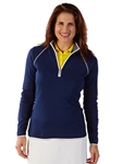 Summer Navy Pima Cotton Solid Quarter Zip Women Pullover | Bobby Jones Women's Pullovers | Sam's Tailoring Fine Women's Clothing