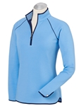 Sky Blue Pima Cotton Solid Quarter Zip Women Pullover | Bobby Jones Women's Pullovers | Sam's Tailoring Fine Women's Clothing