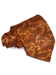 Bright Orange Paisley & Batik Print Woven Silk Tie | Italo Ferretti Ties | Sam's Tailoring Fine Men's Clothing