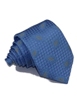 Blue With Blue Leaf Decoration Woven Silk Tie | Italo Ferretti Ties | Sam's Tailoring Fine Men's Clothing