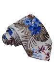 White Exotic Floral Pattern Jungle Print Silk Tie | Italo Ferretti Ties | Sam's Tailoring Fine Men's Clothing