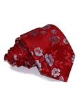 Red With Sakura Flowers Pattern Woven Silk Tie | Italo Ferretti Ties | Sam's Tailoring Fine Men's Clothing