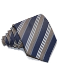 Blue, White & Light Brown Stripes Regimental Silk Tie | Italo Ferretti Ties | Sam's Tailoring Fine Men's Clothing