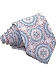 White With Red & Light Blue Mandala Pattern Cotton Tie | Italo Ferretti Ties | Sam's Tailoring Fine Men's Clothing