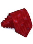 Red With Blue Leaf Decoration Woven Silk Tie | Italo Ferretti Ties | Sam's Tailoring Fine Men's Clothing