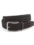 Black/Brown Italian Woven Cotton & Leather Belt | Torino Leather Belts | Sam's Tailoring Fine Men Clothing