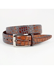 Tan/Blue Bi-Color Crocodile Embossed Calfskin Belt | Torino Leather Belts | Sam's Tailoring Fine Men Clothing