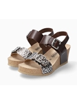 Chestnut Hook & Loop Nubuck Women Wedge Sandal | Mephisto Cork footbed Collection | Sam's Tailoring Fine Men's Clothing