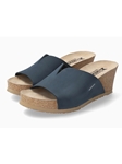 Navy Leather Lining Women's Nubuck Wedge Sandal | Mephisto Women's Wedges Sandals | Sam's Tailoring