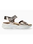 Platinum Metallic Leather Hook & Loop Women Sandal | Mephisto Women's Ankle Straps | Sam's Tailoring