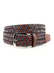 Cognac/Navy Italian Braided Leather & Linen XL Belt | Torino Leather XL Belts | Sam's Tailoring Fine Men Clothing
