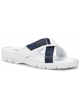 White/Wonder Blue Sesia Ostrich & Frog Sandal | Mauri Men's Sandals | Sam's Tailoring Fine Men's Shoes