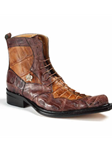 Rust/Brandy Raffaello Crocodile & Hornback Boot | Mauri Men's Boots | Sam's Tailoring Fine Men's Shoes
