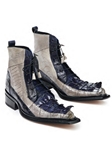 Wonder Blue Dragon Croc Hornback Ostrich Leg Boot | Mauri Men's Boots | Sam's Tailoring Fine Men's Shoes