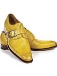 Yellow Alligator Single Monk Strap Men's Shoe | Mauri Monk Strap Shoes | Sam's Tailoring Fine Men's Shoes
