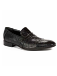 Black Ostrich Cap Toe Slip On Men's Loafer | Mauri Men's Loafers | Sam's Tailoring Fine Men's Clothing