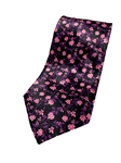 Pink & Lavender On Black Floral Silk XL Tie | Italo Ferretti Extra Long Ties | Sam's Tailoring Fine Men's Clothing