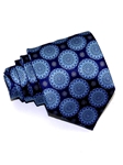 Navy Blue & Sky Blue Medallion Pattern Sartorial Tie | Italo Ferretti Ties Collection | Sam's Tailoring Fine Men's Clothing