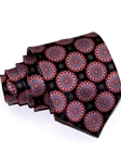 Black & Red Medallion Pattern Handamde Sartorial Tie | Italo Ferretti Ties Collection | Sam's Tailoring Fine Men's Clothing