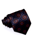 Blue & Dark Orange Geometric Pattern Tailored Silk Tie | Italo Ferretti Ties Collection | Sam's Tailoring Fine Men's Clothing
