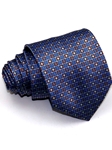 Blue With Small Geometric Pattern Tailored Silk Tie | Italo Ferretti Ties Collection | Sam's Tailoring Fine Men's Clothing