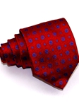 Red With Blue Floral & Check Pattern Woven Silk Tie | Italo Ferretti Ties Collection | Sam's Tailoring Fine Men's Clothing