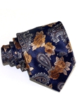 Navy, Yellow & Grey Floral Sartorial Woven Silk Tie | Italo Ferretti Ties Collection | Sam's Tailoring Fine Men's Clothing