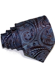 Light Blue & Brown Paisley Tailored Woven Silk Tie | Italo Ferretti Ties Collection | Sam's Tailoring Fine Men's Clothing