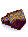 Light Orange & Sky Blue Floral Pattern Tailored Silk Tie | Italo Ferretti Ties Collection | Sam's Tailoring Fine Men's Clothing