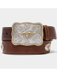 Saddle Texas Longhorn Buckle Handcrafted Belt | Men's Vintage Bison Belt | Sam's Tailoring Fine Men Clothing