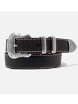 Brown Silver Plated Buckle Handcrafted Belt | Men's Vintage Bison Belt | Sam's Tailoring Fine Men Clothing