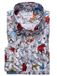 White Exotic Floral Pattern Men Harvard Shirt | Causal Shirts Collection | Sam's Tailoring Fine Men's Clothing