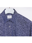Navy Printed Stretchable Long Sleeve Shirt | Casual Shirts Collection | Sam's Tailoring Fine Men's Clothing